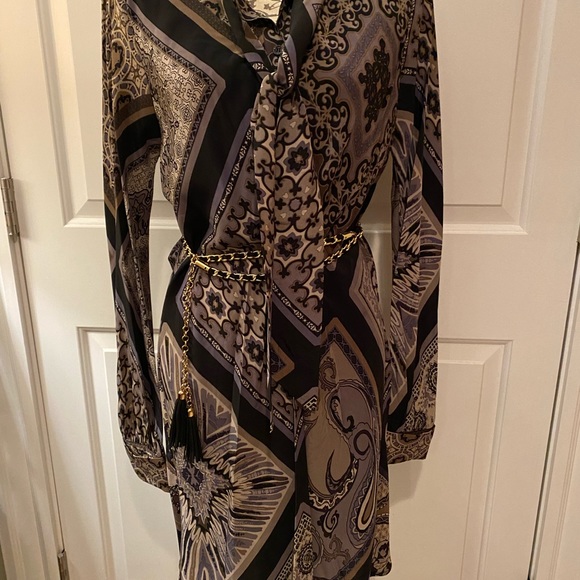 HALE BOB Silk Long Sleeve Crepe de Chine Belted Shirt Dress L $355 Large - Picture 6 of 14